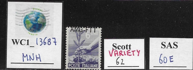 WC1_13687. ITALY: TRIESTE FTT. Variety 6 L. 1950 DEMOCRATICA. Scott 62. MNH