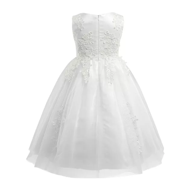 Robe de Baptême Mariage Cérémonie Fille Longue Robe en Mousseline Dentelle Fleur 2