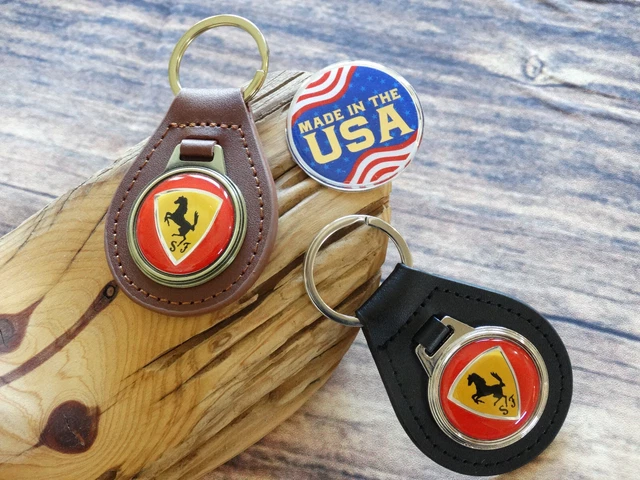 ⭐VINTAGE NEW STOCK 1970's FERRARI MILANO Leather Key Chain Ring Fob AUTO RACING