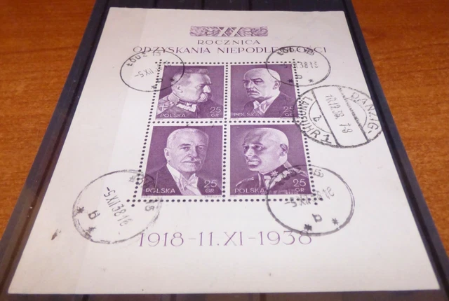 Briefmarken Polen: "20 Jahre Unabhängigkeit" (1938) Block