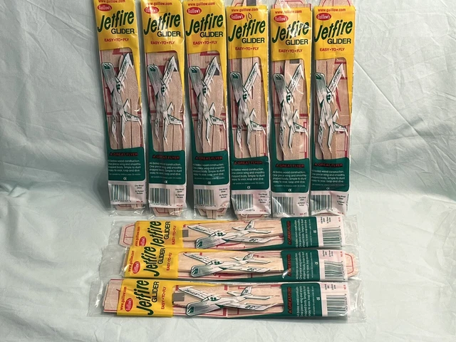 Jetfire ~Balsa Wood Airplane Gliders~ Lot Of 9 Guillow’s Sealed In Package New