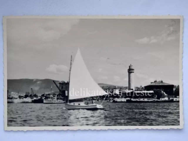 TRIESTE barca vela Adriaco STV Lanterna foto vecchia cartolina