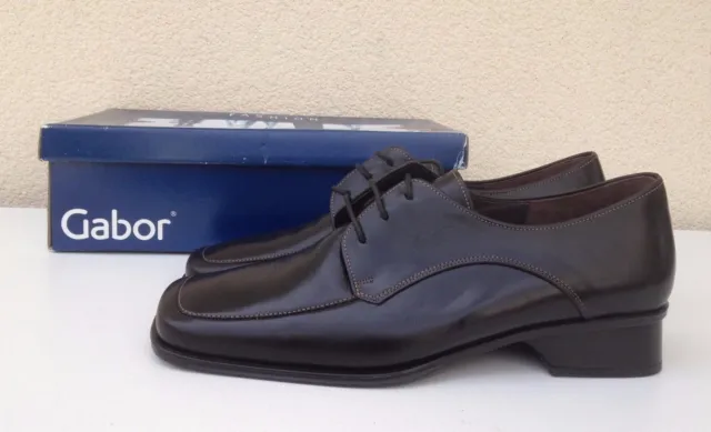 Chaussures de ville à lacets en cuir noir homme - GABOR - P. 40,5 / 7 - NEUVES