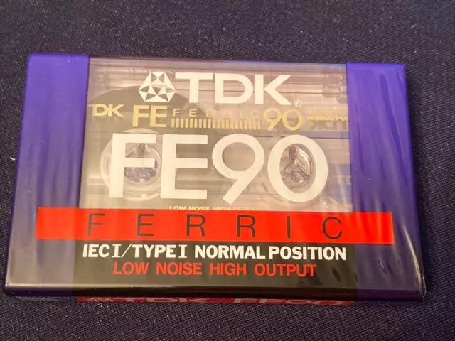 TDK FE90 Ferric IEC1 Type Normal Position Cassette Tape. New, Film wrapped