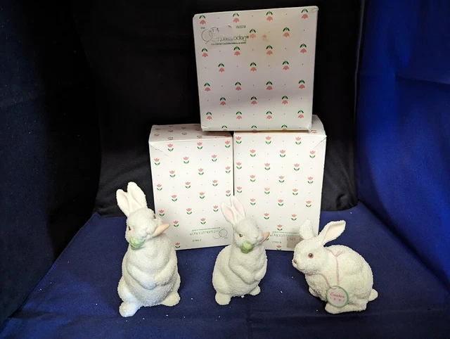 Dept.56 Snow Bunnies Easter Rabbit Figurines, Set of 3   #23701, 2765-0 & 2764-2