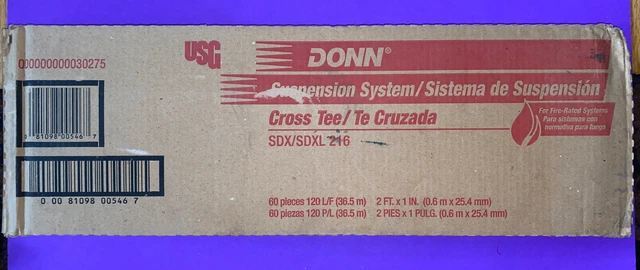USG DX/DXL 216 2' x 1" White Cross Tees 15/16" Grid - Brand New In Open Box