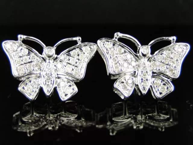 Ladies Womens 18 Mm Butterfly Xl Diamond Stud Earrings