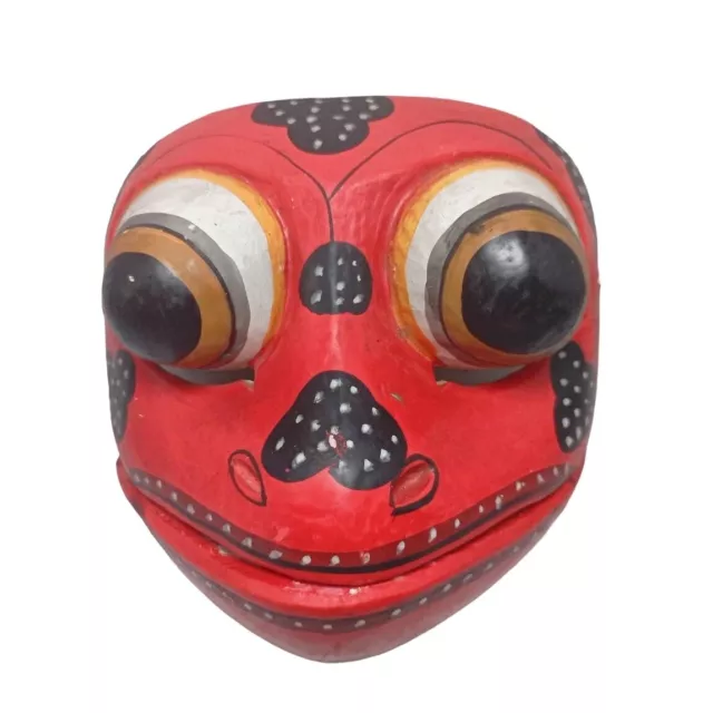 Indonesian Red Wood Godogan Frog Face Prince Wall Mask Home Garden Decor