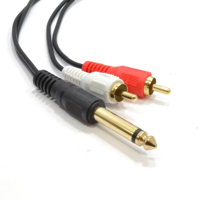 1m 6.35mm 0.6cm Mono Jack Stecker Phono Rca Stecker Geschützt Audio Kabel [00829