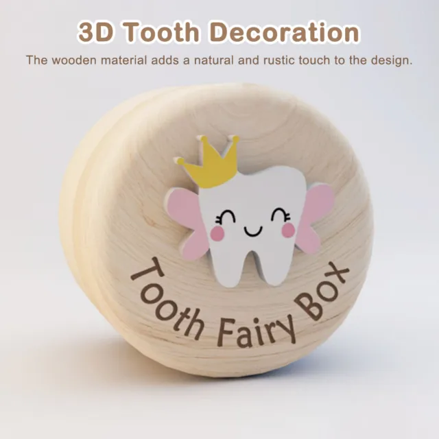 Lost Teeth Tooth Fairy Box Meaningful With 3D Round Gifts Cute Wooden Baby