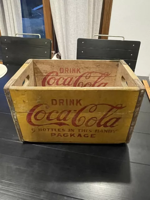 Vintage Coca-Cola Wooden Crate 6ct. Bottles In This Handy Package 1943 Stamped