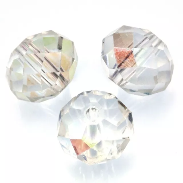 Klar AB Tschechisch Kristall Glas Facettiert Rondelle Perlen 3 mm 4 mm 6 mm 8 mm 10 mm 12 mm 2