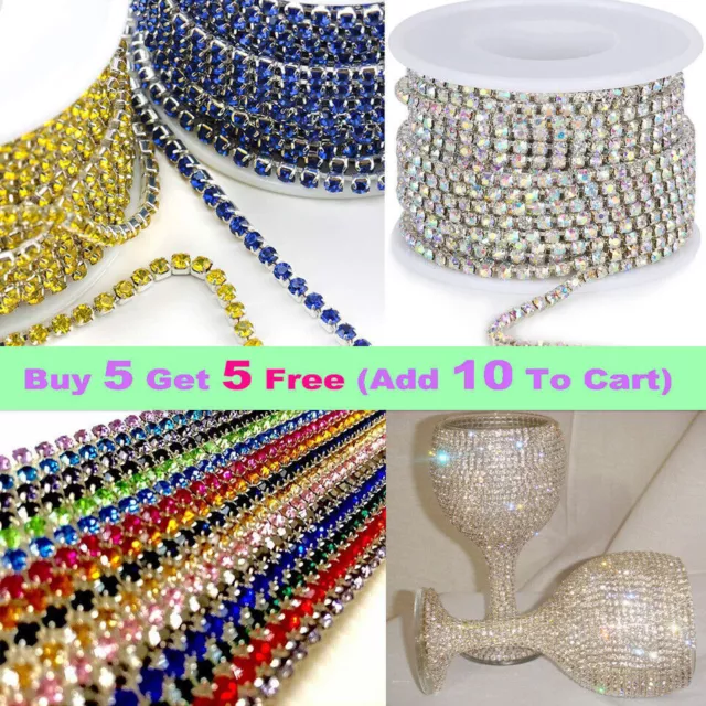 1m Crystal Rhinestone Chain String Trimming Diamante Stone Beads DIY Crafts