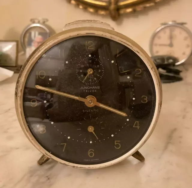 sveglia Junghans Silentic Trivox vintage, quadrante nero