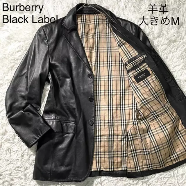BURBERRY BLACK LABEL Black L Nova Check Leather Tailored Jacket Men ...