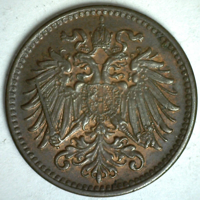 1911 Austria Bronze Heller Coin Circulated You Grade Franz Joseph I Ruler