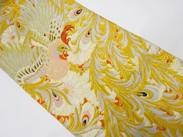 6517895: Japanese Kimono / Antique Nagoya Obi / Woven Phoenix