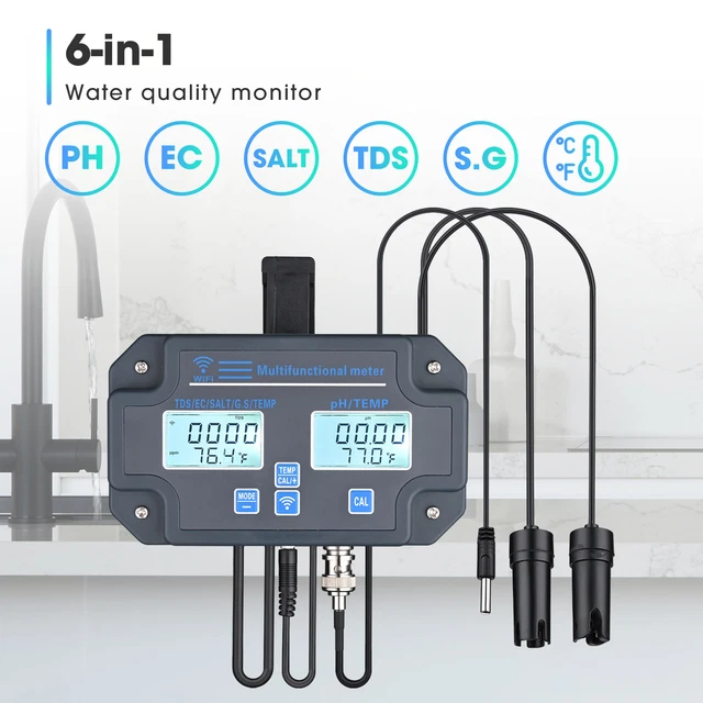 6in1 Multi-Parameter Water Quality Test Meter PH EC SALT TDS PPM TEMP S.G Tester 6in1 Multi-Parameter Water Quality Test Meter PH EC SALT TDS PPM TEMP S.G Tester