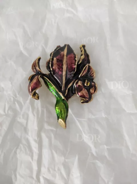 VINTAGE ancient pendant Broche brooch Iris flower d'après Vincent Van Gogh