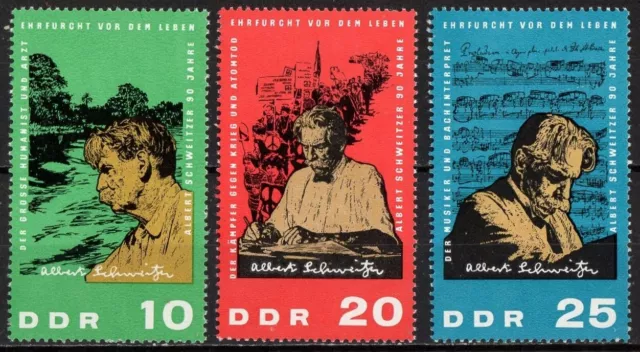 DDR Mi-Nr.: 1084-1086 - 90. Geburtstag von Albert Schweitzer, **