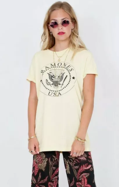 Daydreamer Revolve Ramones Yellow Band Short Sleeve Shirt Size Womens XS New T1 2