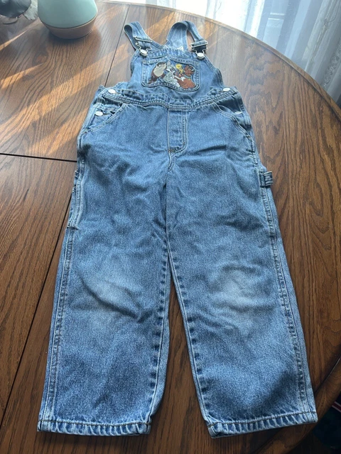 vtg warner bros S 7/8 denim jean overalls taz scooby tweety bugs