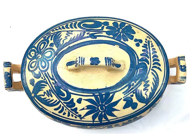 Vintage Blue White Mexican Pottery Casserole