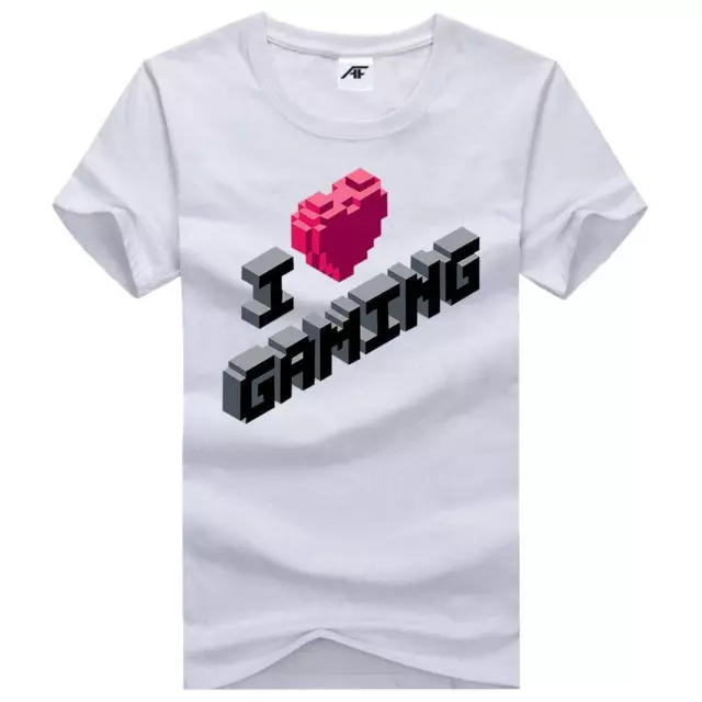 I Love Gaming Print T Shirt Womens Girls Crew Neck 100% Cotton Gamer Top Tees