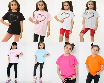 Kids Manica Corta Cuore & J 'Adore Paris Slogan Stampa T-shirt per bambini taglia 3/13
