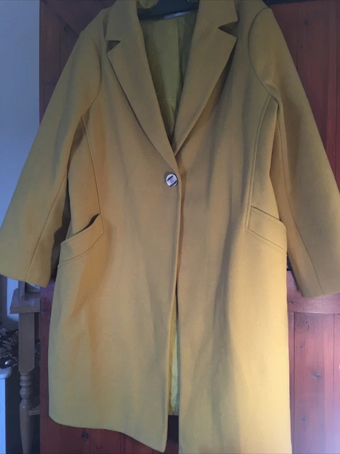 GEORGE ASDA Wool Effect Mustard Ochre Mustard Yellow Coat Plus Size 24 8.99 PicClick UK