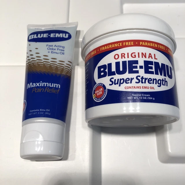 BLUE-EMU Oil Super Strength Topical Cream - 12oz & Maximum Pain Relief 3oz Tube! BLUE-EMU Oil Super Strength Topical Cream - 12oz & Maximum Pain Relief 3oz Tube!
