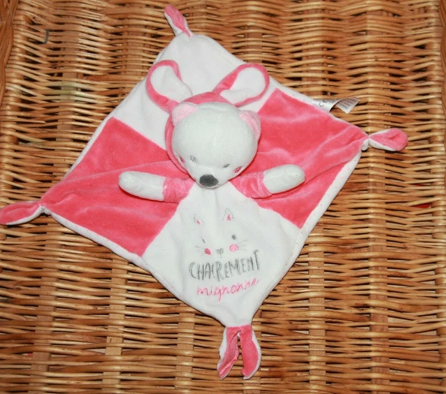 Doudou Simba Toys  Chat Lapin  Plat Blanc Rose Chacrement Mignonne Neuf*