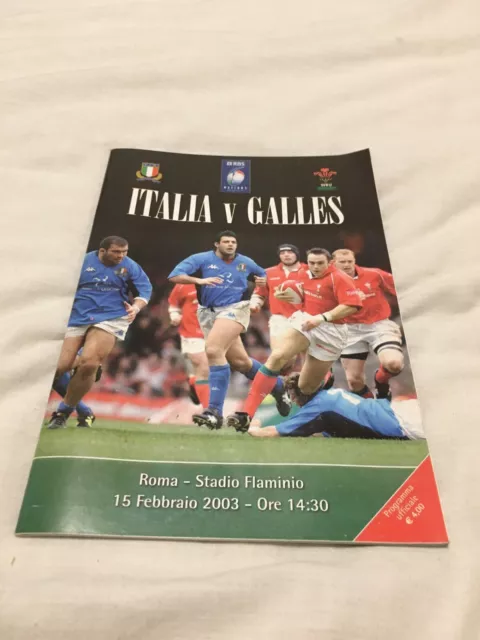 2003 Italy V Wales Six Nations @Rome International Rugby Union Programme Vgc