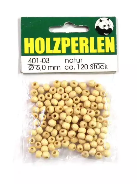 Meyco Holzperlen 6 mm, natur, ca. 120 Stück