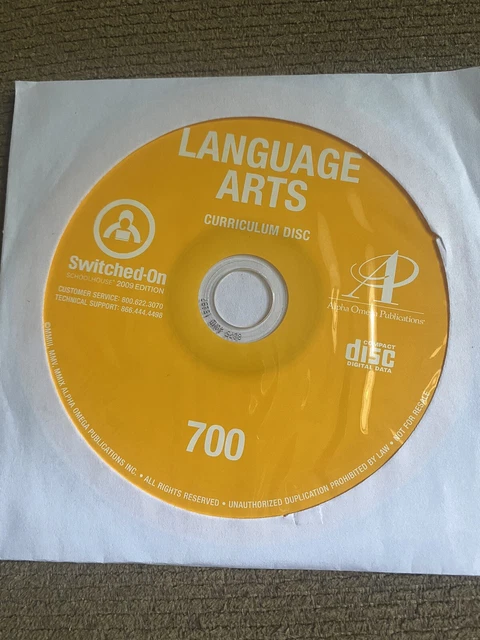 SOS Switched On Schoolhouse 7th Grade  LANGUAGE ARTS 700 CD 2009 Edition