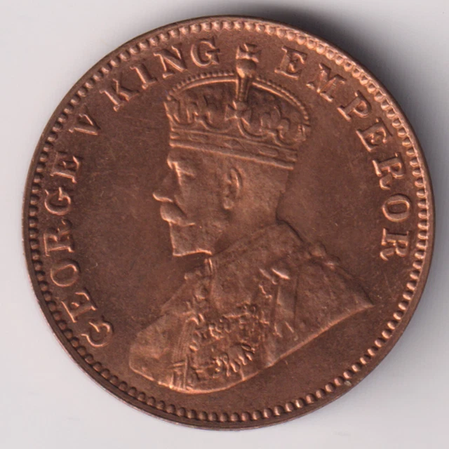 British India 1930 King George V One Quarter Anna Unc Copper Coin