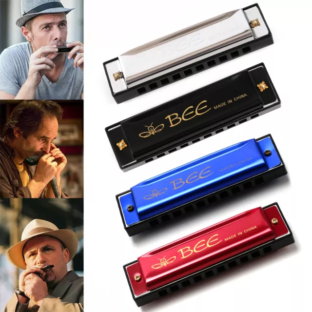 Harmonica 10 Holes Classic Metal  C Key Tuned Mouth Organ Musical Instruments