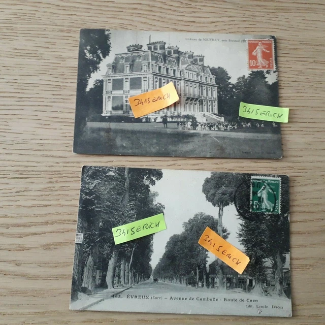 2 CPA 27 EVREUX (Eure) Av. de Cambolle + château de Souilly prés Breteuil 1914