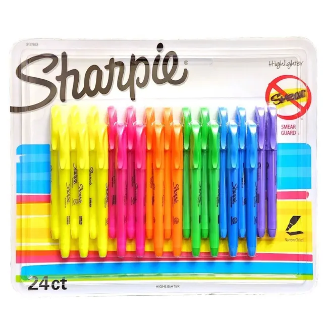 Sharpie Pocket Style Highlighters Marker Pen Chisel Tip Sharpie Bulk 24 x Texta