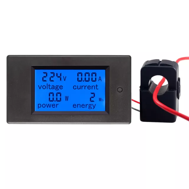 100A AC Digital LCD Current Energy Watt Kwh Panel Meter Ammeter Voltmeter + CT