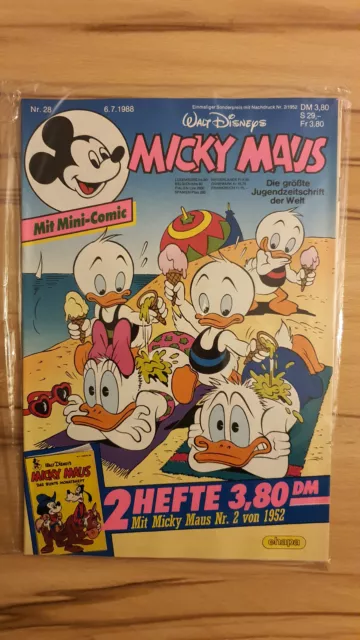 Micky Maus Heft 1988 Nr. 28 mit Sonderheft Reprint 1952 Nr. 2 noch eingeschweißt