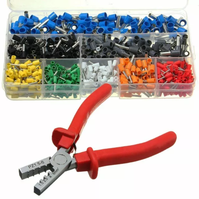 800pcs Wire Ferrule Crimper Crimping Plier Tool Kit Wire Terminal Connector Set