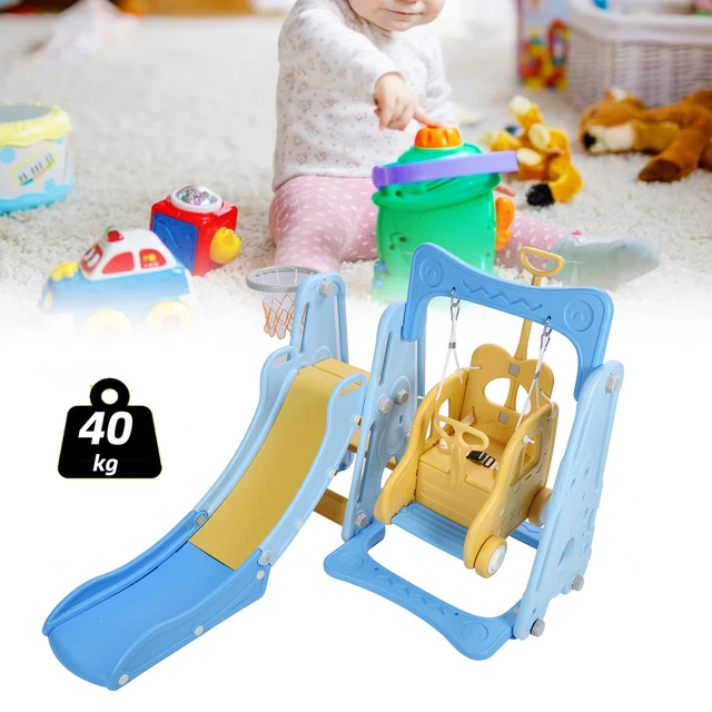 4-in-1 Kinderrutsche Mit Schaukel & Basketball - Indoor/Outdoor, Für 1-5 Jahre