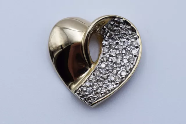 Herzform gepflasterter Stil Damen Anhänger 0,50 Karat runde Diamanten 14K Gold C1909A *