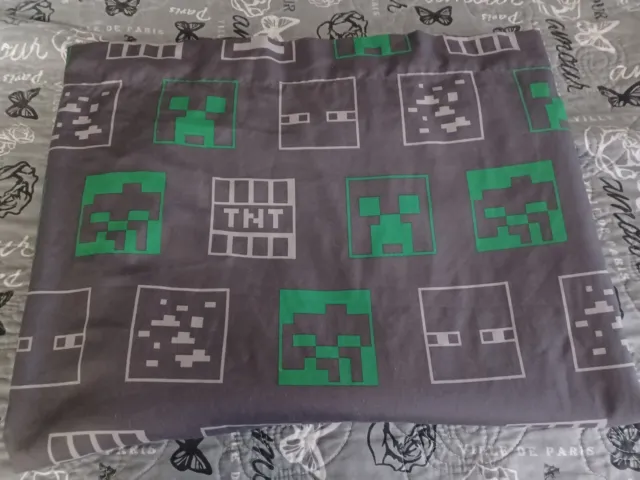 Gray Minecraft Twin Flat Sheet