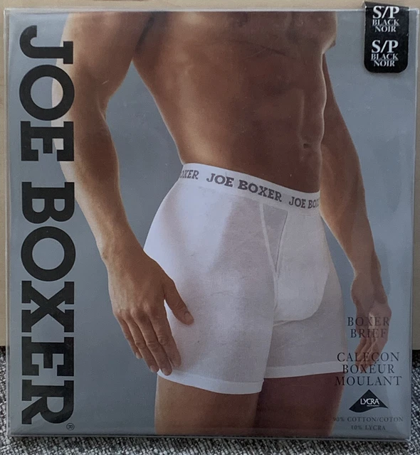 Vintage Joe Boxer Men’s Boxer Brief Underwear Black w/Gray Letters Small NOS