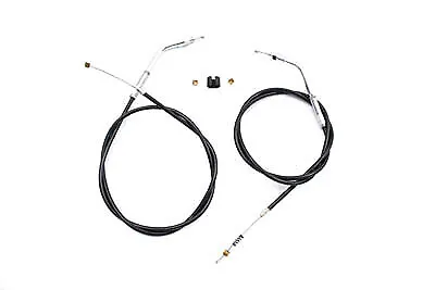 Black Throttle and Idle Cable Set with 44.81 inch Casing fits Harley Davidson