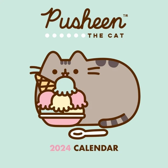 2024 CALENDAR PUSHEEN the Cat Month to View Square Wall Hang Calendar