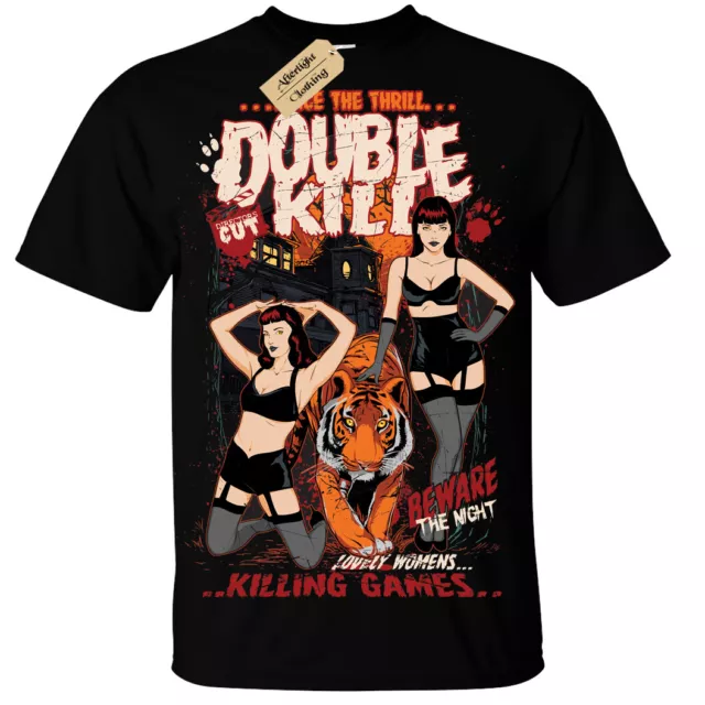 Twice the Thrill Double Kill T-Shirt Mens pinup halloween spooky women night