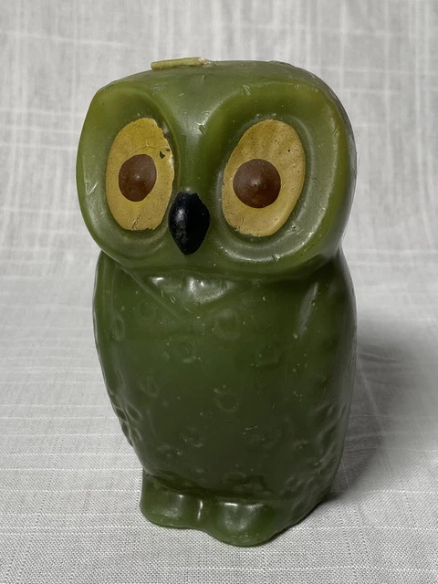 Vintage Green Wax Owl Candle Lenox 5” 1970s Figure Display